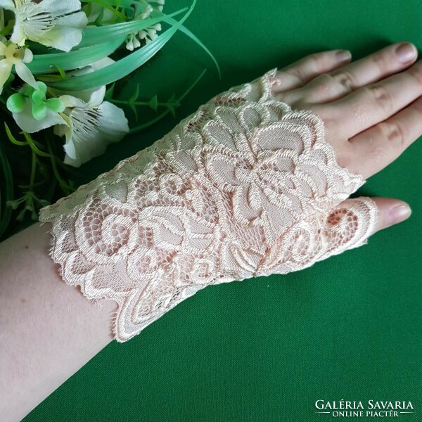 Wedding kty77 - 16cm one finger peach colored lace gloves