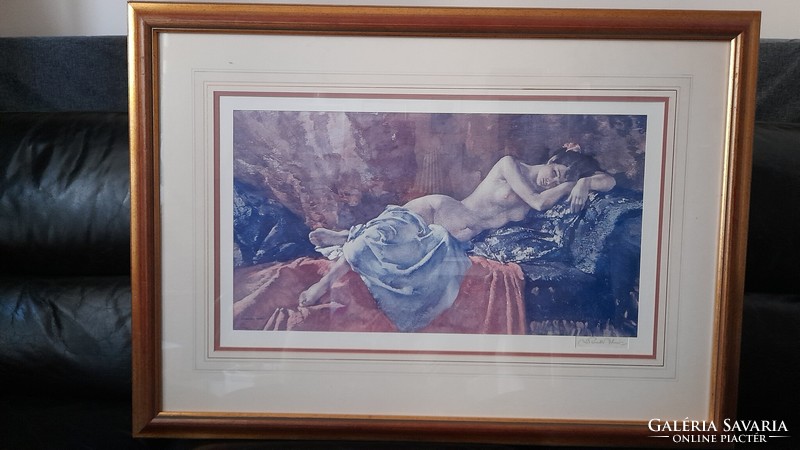 William Russell Flint: female nude lying on a couch
