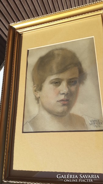 Viktor Winkler 1920  " Női portré "  Rajz