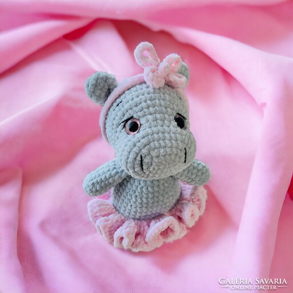 Ballerina hippo crocheted plush