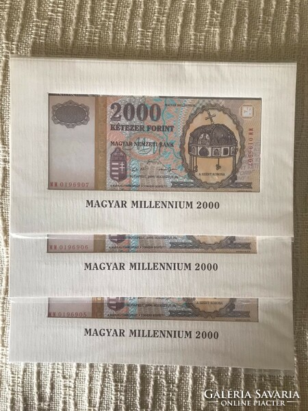 Millennium 2000 Ft-os 3 darab sorszámkövető