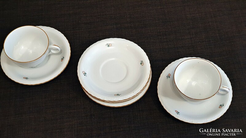 Remains of Epiag royal, Czechoslovak porcelain coffee set. 5 Pcs. Cup, plate. 14 cm diameter.