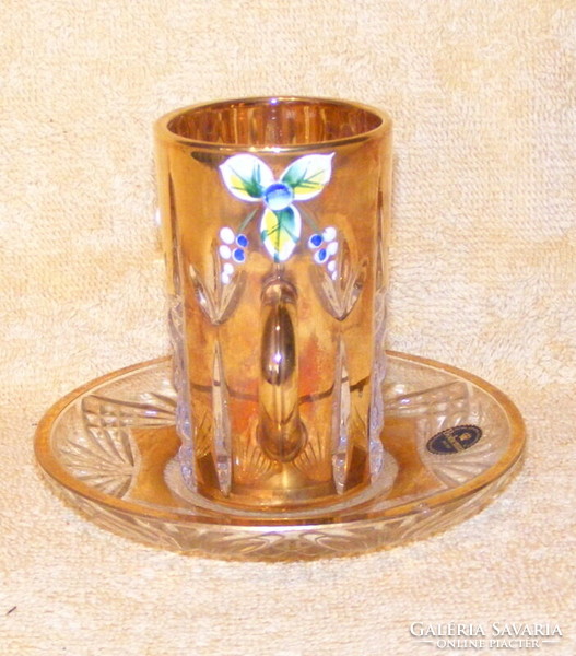 Bohemia glass cup with coaster