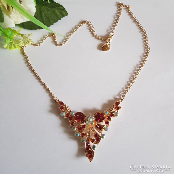 New, rhinestone necklace with bow motif - bizzu