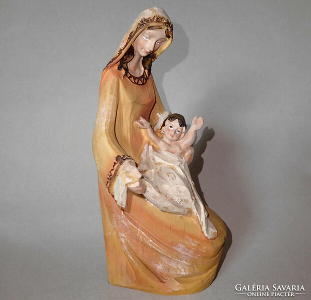 Hand Painted Gypsum Ceramic Terracotta Virgin Mary with Child Statue Religious Church Saint Figure