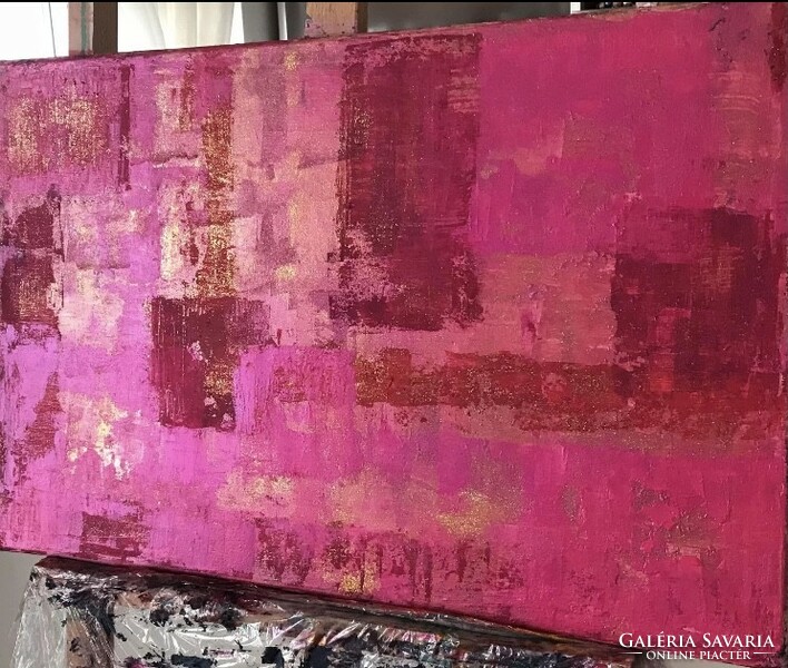 Pink corner 60x40cm unique abstract canvas picture