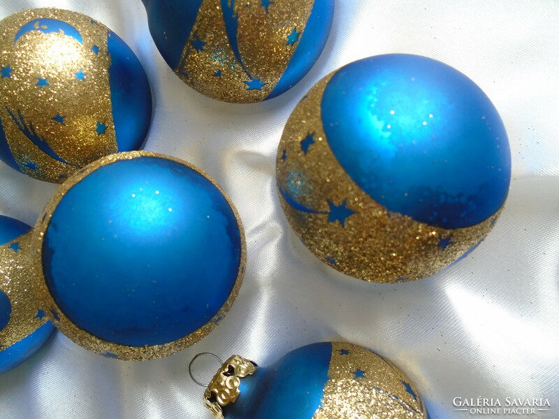 Christmas new glass discs with moon and stars. 6 Pcs.