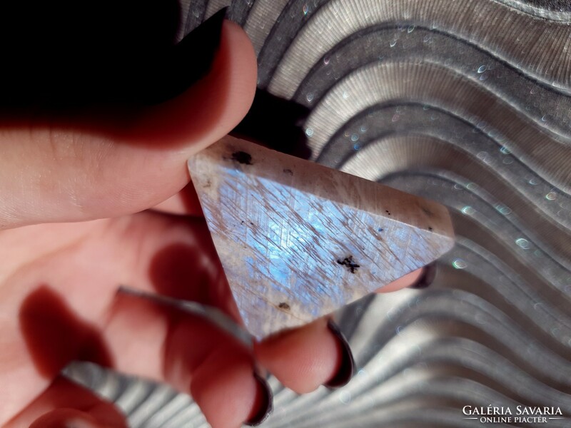 Special! Beautiful shiny moonstone mineral carving with illuminati / all seeing eye motif