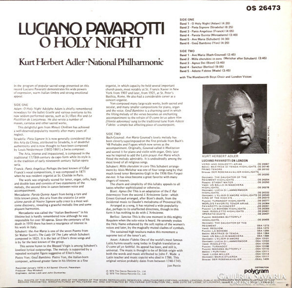 Luciano Pavarotti - Kurt Herbert Adler ● National Philharmonic - O Holy Night (LP, Album, RE)