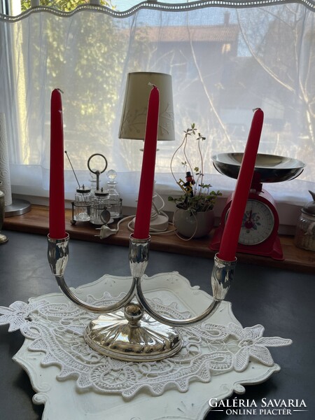 Very nice 3-pronged silver-plated candle holder