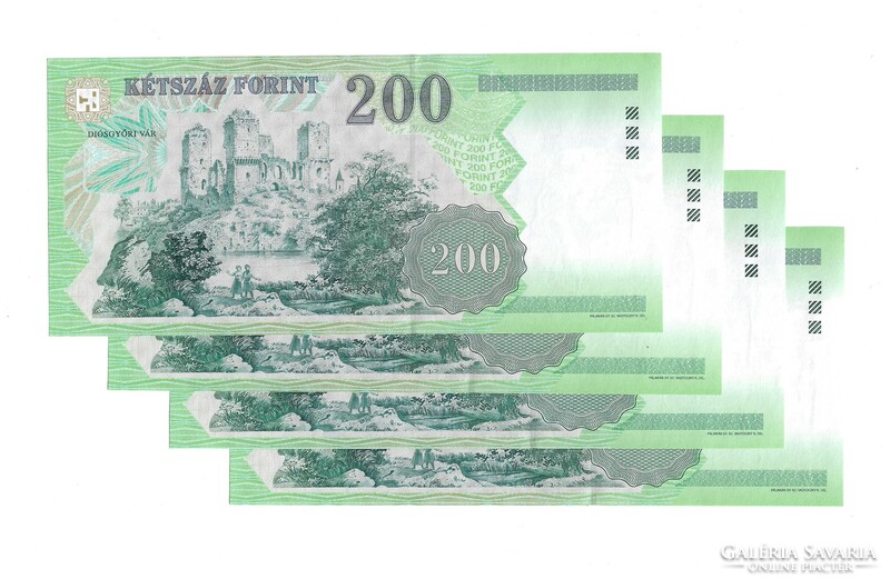 200 forint 2006 "FB" SORSZÁMKÖVETŐ - UNC - 4db