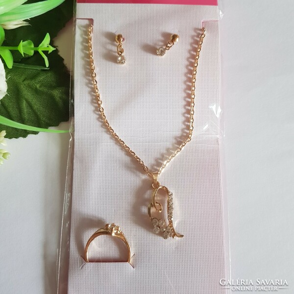 New rhinestone jewelry set, jewelry - necklace, earrings, ring
