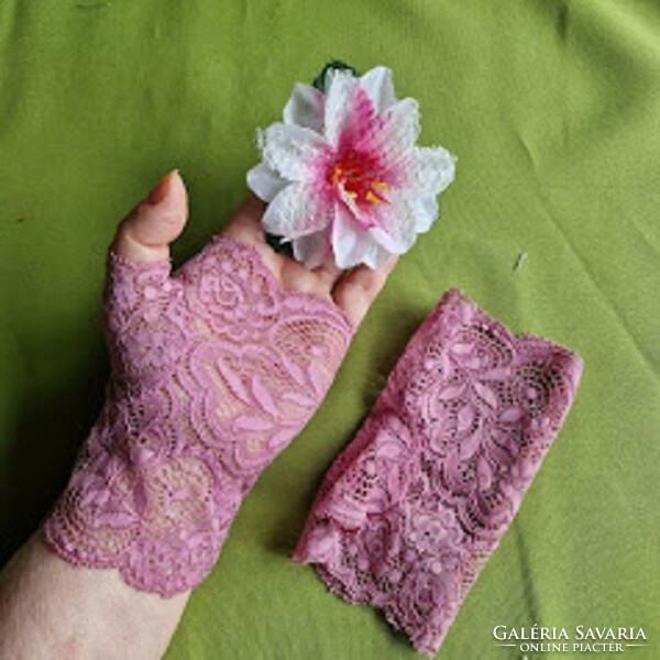 Wedding kty68 - 14cm one finger dark powder pink lace gloves