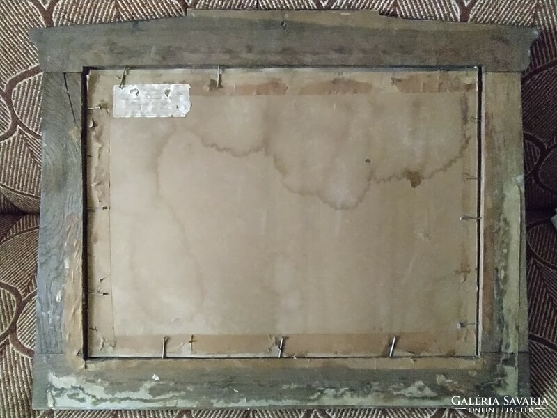 Eredeti szecessziós keret, tükör keret 1906- ból, korabeli nyomattal 77 x 60 cm