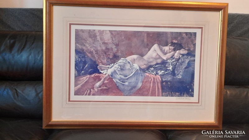 William Russell Flint: female nude lying on a couch