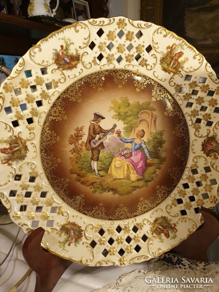Large German porcelain dish with openwork edge