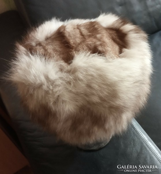 Silver fox fur hat cap fur hood