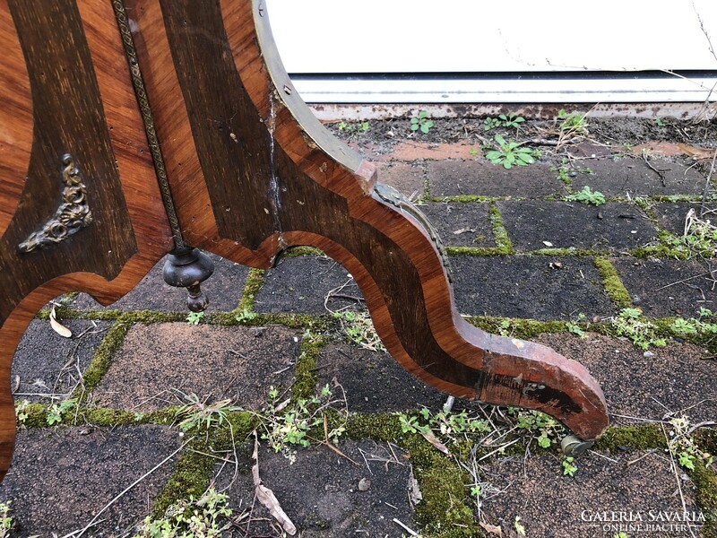 Inlaid salon table with copper handles