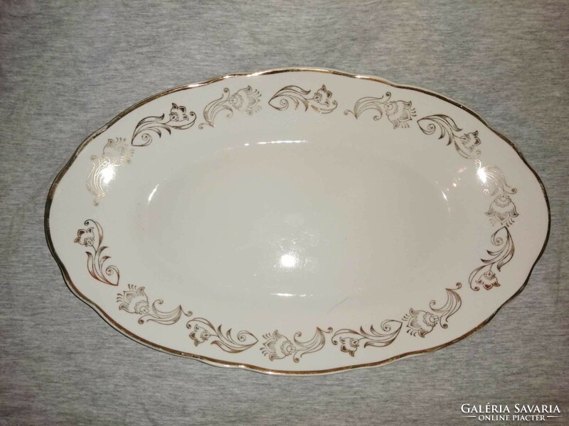 Antik aranyozott porcelán kínáló, asztalközép 22,5*36 cm (A5)
