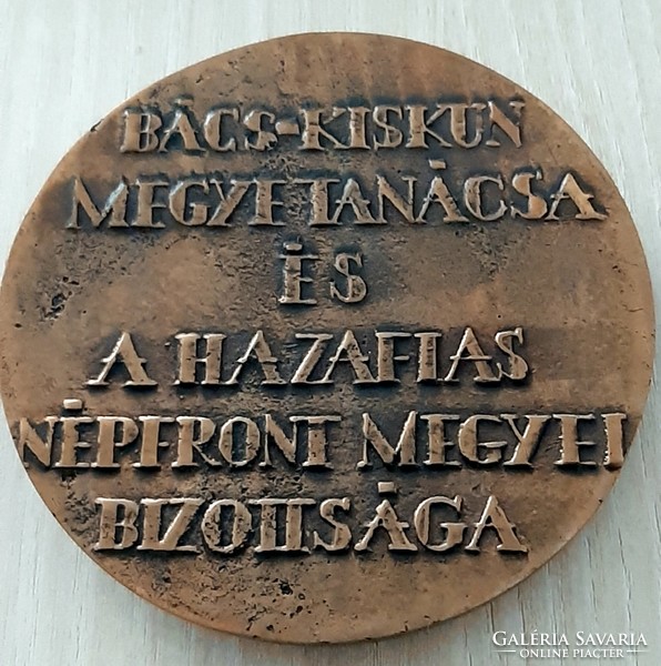 The county council of Bács-Kiskun and the patriotic People's Front ...For settlement development - large bronze plaque
