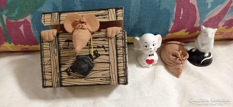 Porcelain, ceramic rodents: mouse, rat, gift. Lecsó, algernon.