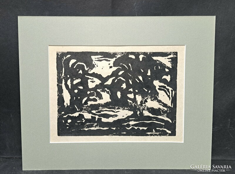 János Mattis teutsch linocut in frame - facsimile edition