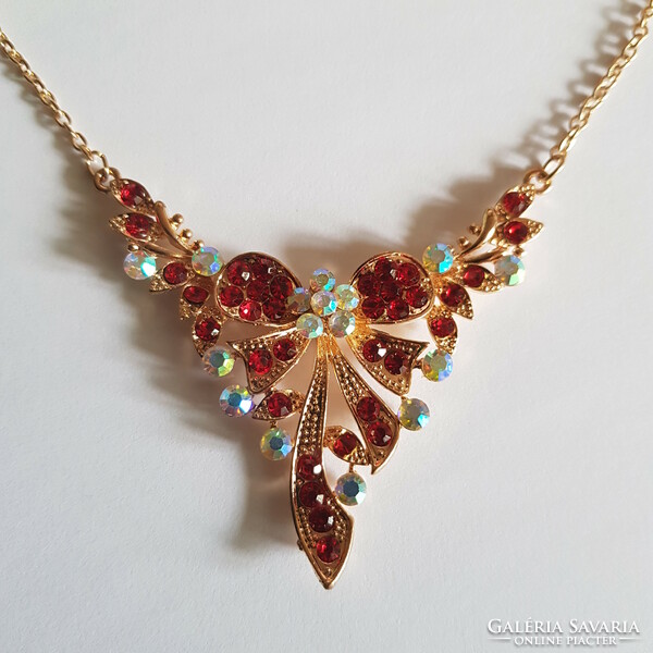 New, rhinestone necklace with bow motif - bizzu