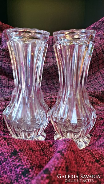 2 pcs. Old, uniform, molded glass vase. 15 cm. They are tall. HUF 700/pc.