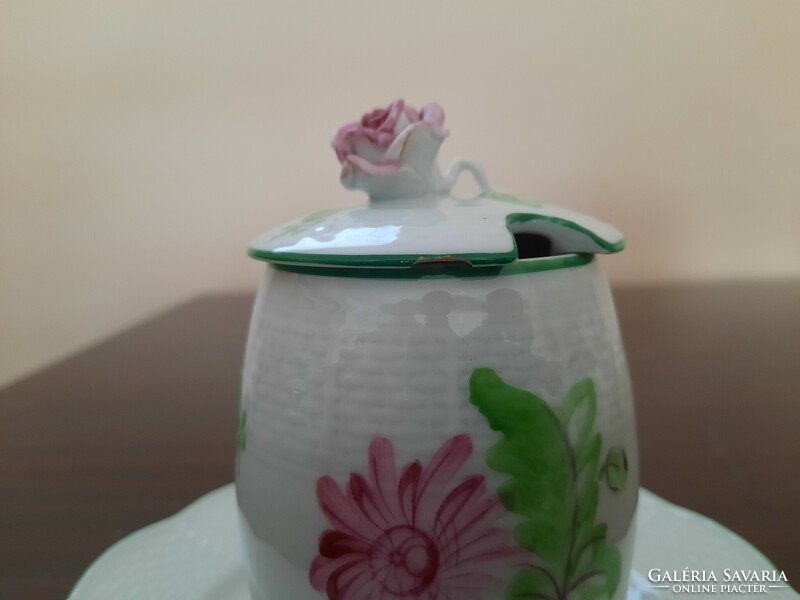 Herendi porcelán virágmintás mustáros, mézes tál