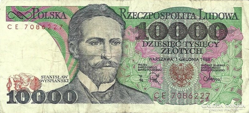 10000 zloty zlotych 1988 Lengyelország