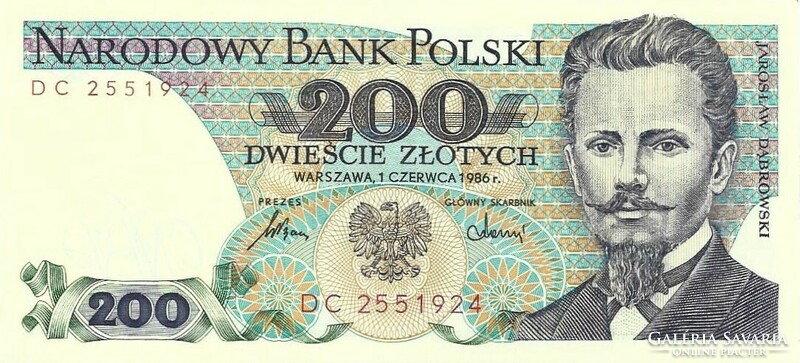 200 zloty zlotych 1986 Lengyelország Gyönyörű