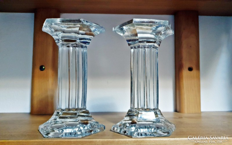 Régi, biedermeier tömör üveg posztamens. 2 db. egyforma. 12,5 cm. magas.