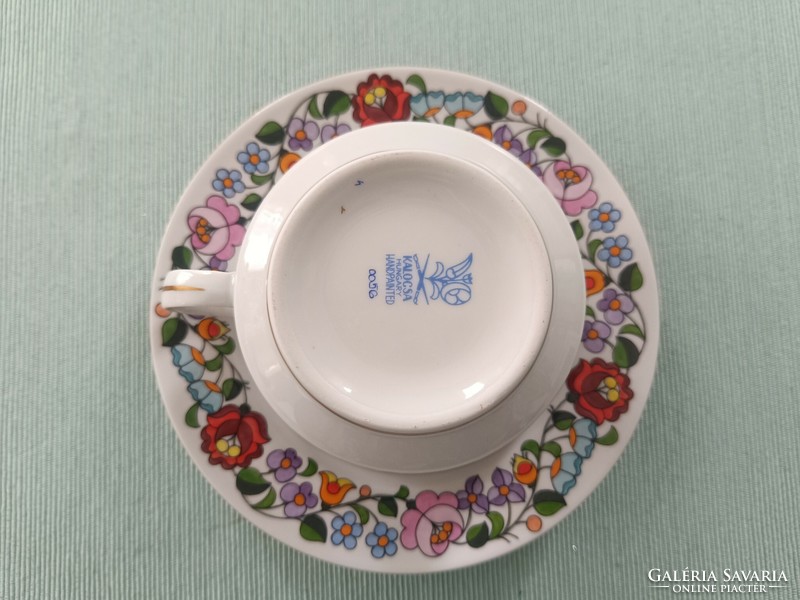 Kalocsa pattern porcelain tea cup + base