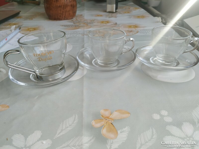 Glass coffee set for sale! Glass coffee cup with small plate 3 pieces for sale!