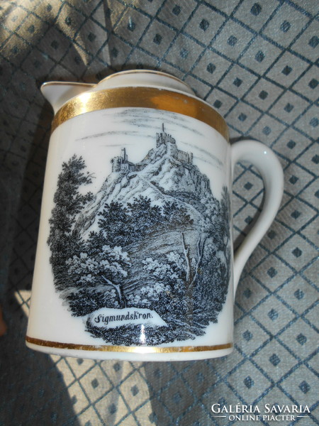 Antique landscape porcelain jug, spout