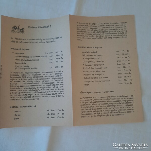 Medicina book publishing brochure about panoramic travel books published in 1969 and 1970 + order form