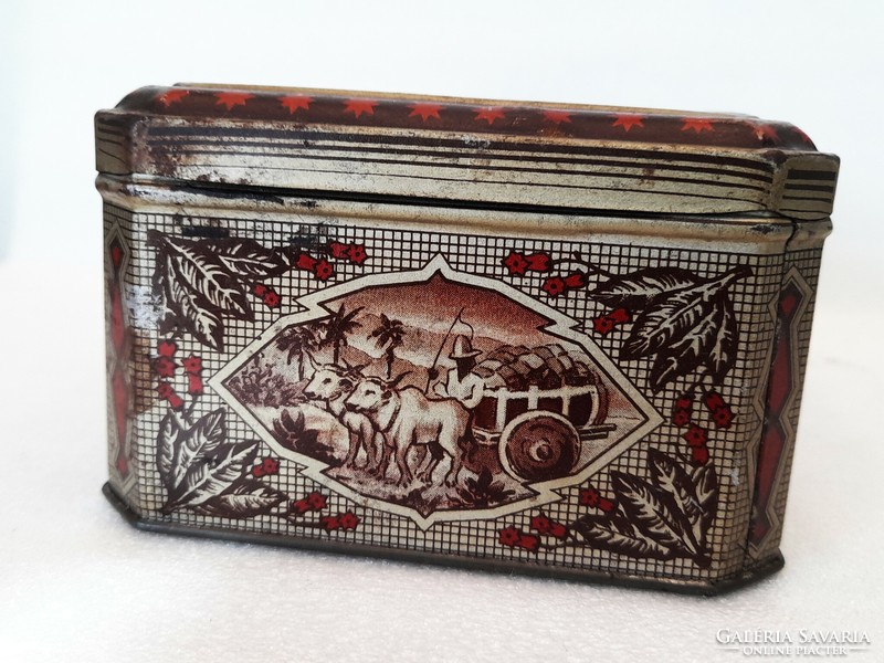 Antique Dutch tobacco tin box, metal box, tin box