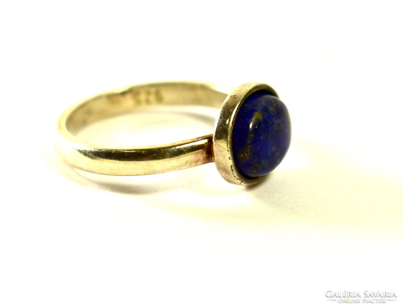 Silver ring with lapis lazuli stones in a modern style