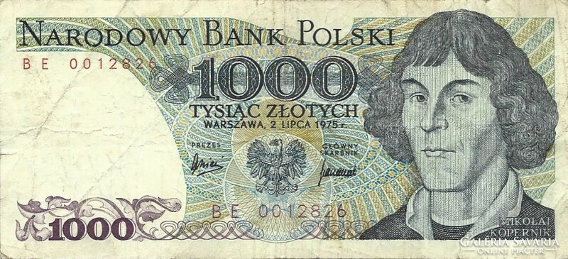 1000 zloty zlotych 1975 Lengyelország Ritka