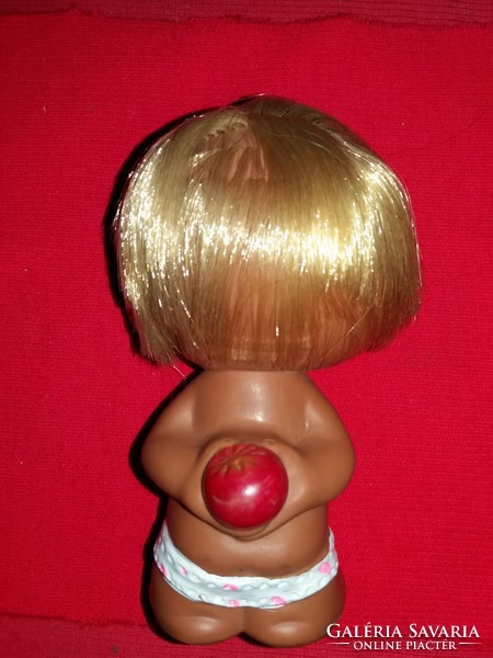 1968. eredeti Fair Inc baba - Apple Boy - Fiú almával japán játék hajas gumi figura a képek szerint