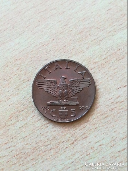 Italy 5 centesimi 1938 unc