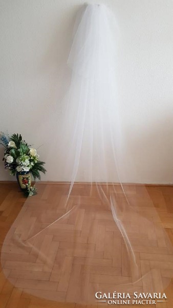 Fty115 - 2-layer, untrimmed, ecru bridal veil 60/300x150cm