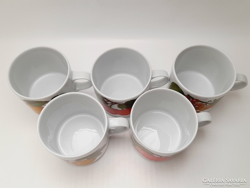 Alföldi house factory mugs with fruit patterns, 5 in one