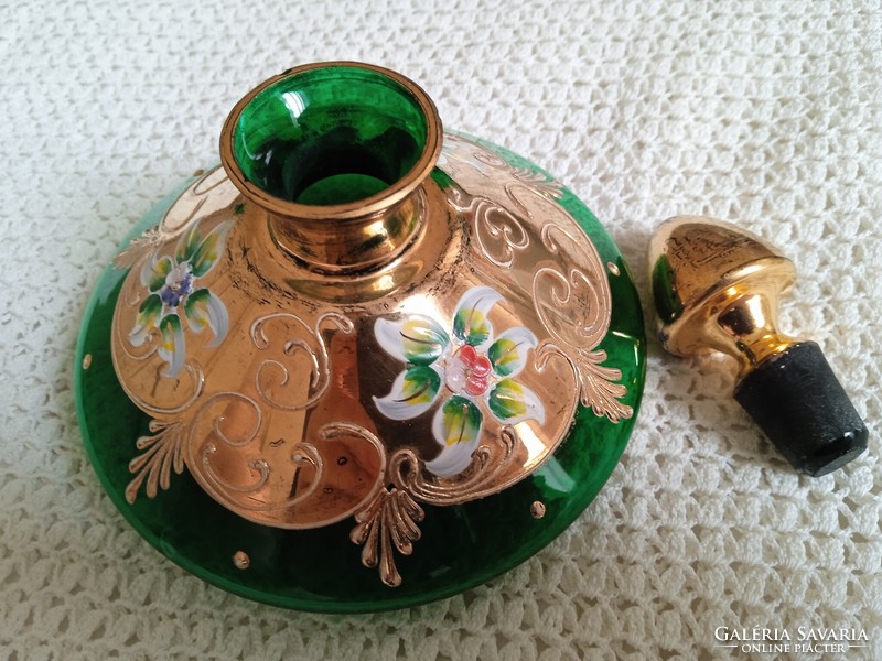 Bohemia green perfume bottle with polished stopper