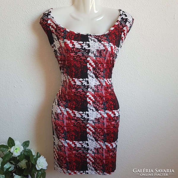 New, approx. 2Xl custom-made red-white-black sleeveless mini dress, elongated top, tunic