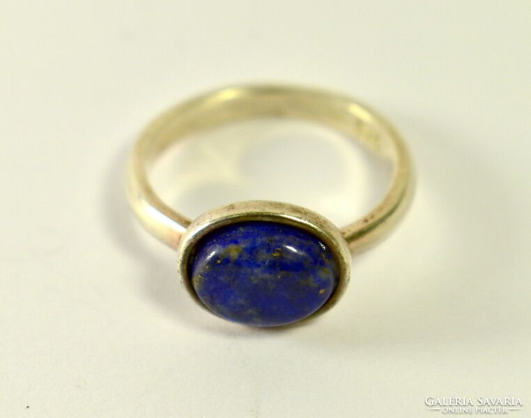 Silver ring with lapis lazuli stones in a modern style