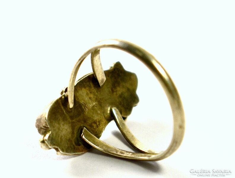 Art nouveau-style silver ring with leaves and flowers