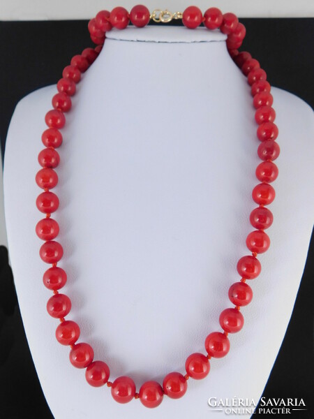 Coral necklace and bracelet jewelry set 14k gold