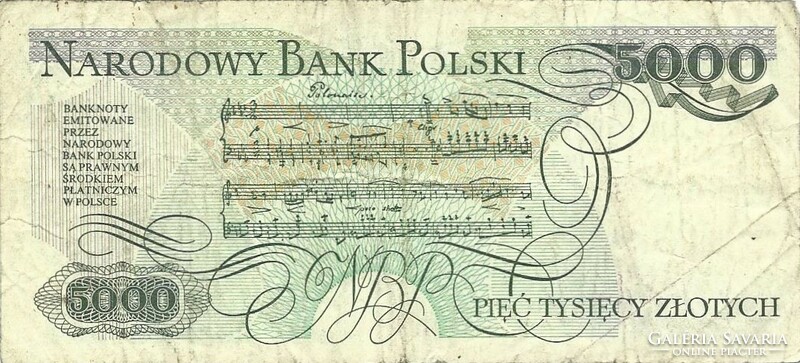 5000 zloty zlotych 1988 Lengyelország.