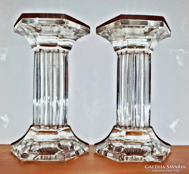 Old Biedermeier solid glass postman. 2 pcs. Same. 12.5 cm high.